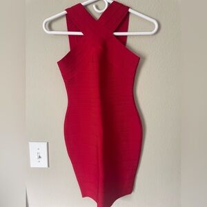 Elegant Red Bandage Dress